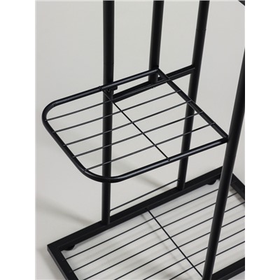 Подставка для цветов Greengo, 4 полки, 43×22×82 см, напольная, металл, чёрная