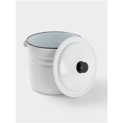 Ведро эмалированное, 10 л, с крышкой и ручкой, белое