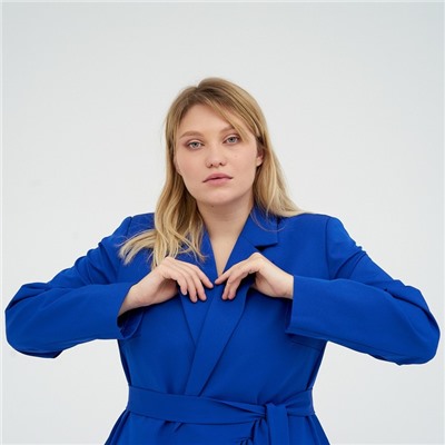 Пиджак женский с поясом MIST plus-size, размер 58, синий