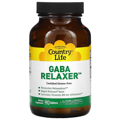 Country Life, GABA Relaxer, ГАМК, 90 таблеток
