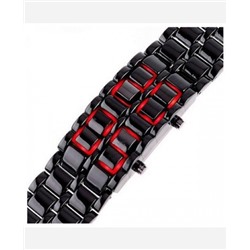 LED-часы "Самурай" Черный браслет, красные диоды 903457