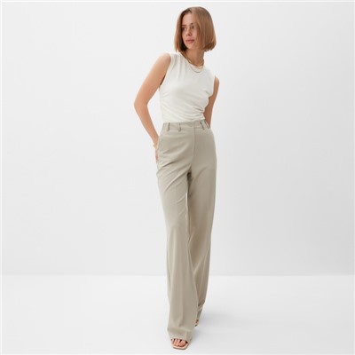 Брюки женские прямые MINAKU: Classic, серые, размер 52