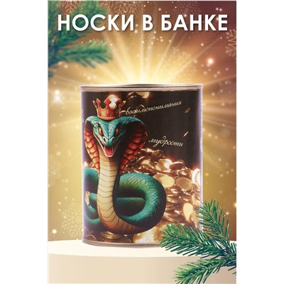 Носки стандарт в банке №GL1706 Зеленая королевская кобра НАТАЛИ, 1052224
