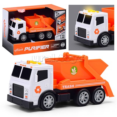 Машина "Мусоровоз" с ковшом, 1:32 (свет, звук) в коробке