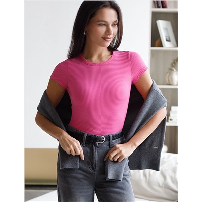 Футболка из трикотажа в широкий рубчик