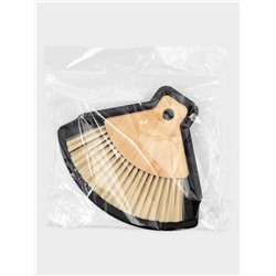 Щётка с совком Meli, бамбуковая ручка, 20×19 см, чёрная