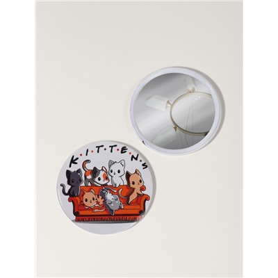 Зеркало карманное KITTENS, d=7 см, разноцветное