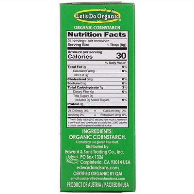 Edward & Sons, Edward & Sons, Let's Do Organic, Organic Cornstarch, 6 oz (170 g)