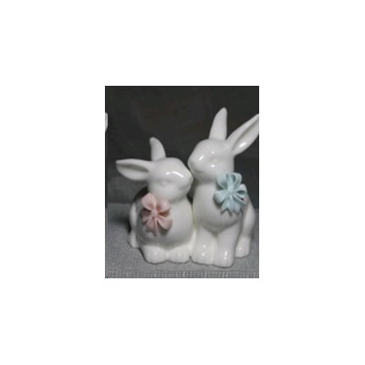 Фигурка Кролики с бантиком 10 см / 19179 /уп 36/