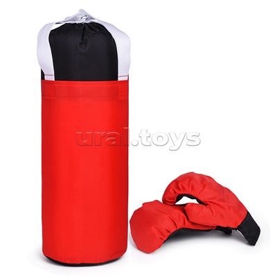 Набор детский игровой (перчатки, груша 50 см.) Оксфорд (черно-красный)