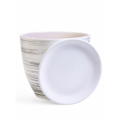 Горшок для цветов «День», 5 л, d=23 см, h=21 см, керамика, с поддоном, белый