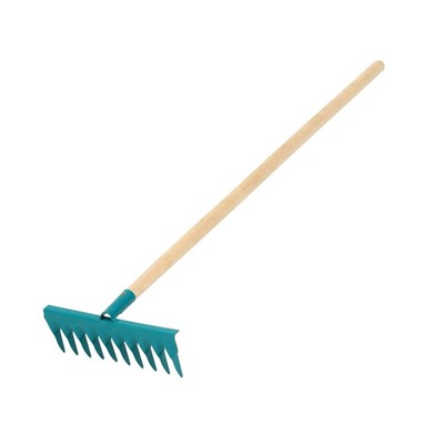 Грабли прямые, витой зуб, 10 зубцов, металл, деревянный черенок