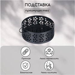 Подставка для спиралей, благовоний с крышкой, металл, черный, 13/13/7, SAFEX