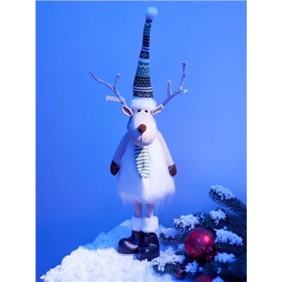 Фигура текстиль «Новогодний лосик» 58 см, 10 LED, от батареек CR2032×1, свечение тёплое белое