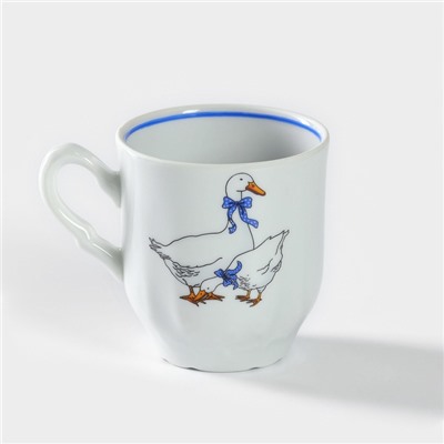 Кружка Добрушский завод «Гуси», 220 мл, фарфор, белая, рисунок МИКС