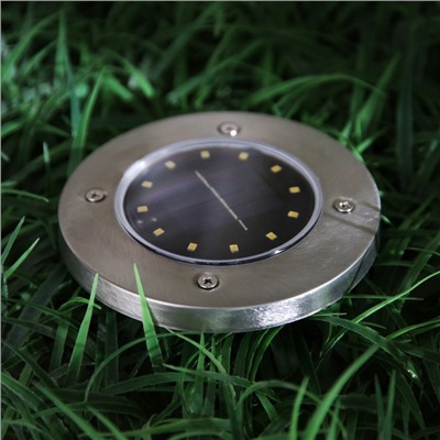 Садовый светильник, уличный, на солнечной батарее, 12 LED, свечение тёплое белое