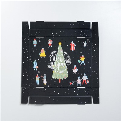 Коробка подарочная новогодняя складная Happy new year, 31×25.5×16 см, Новый год