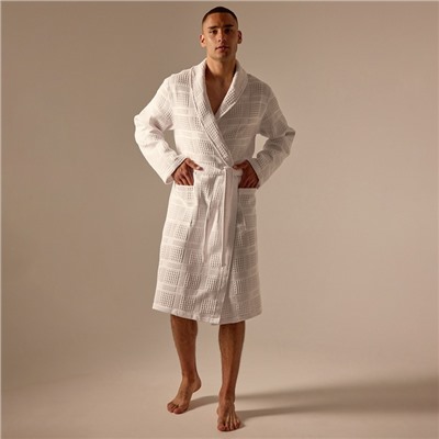Халат вафельный мужской SL HOME: Chess «Блан де Блан», размер S, хлопок 100%, белый