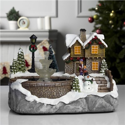 УЦЕНКА Фигура светодиодная «Новогодний фонтан», 23×18×13 см, батарейки ААх3 (не в комплекте), USB, свечение тёплое белое