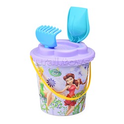 Набор Disney "Феи" №2: ведро с наклейкой, ситечко "Солнышко" лопатка №5, грабельки №5