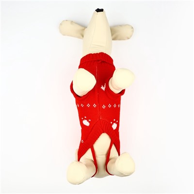 Одежда для собак. Свитер вязаный с орнаментом «Новогодний», красный, размер XL