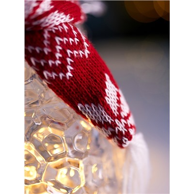 Фигура «Снеговик в красном» 28 см, 1 LED, от батареек ААА×3, свечение тёплое белое