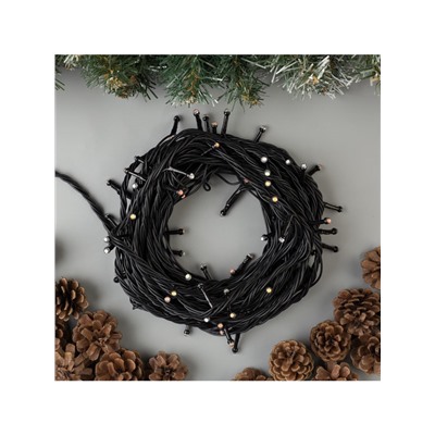 Гирлянда «Нить» 10 м, IP44, УМС, тёмная нить, 72 SMD-LED, свечение мульти, 220 В