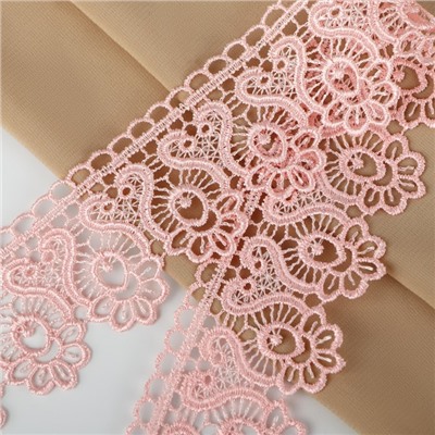 Кружево гипюровое, 46 мм, 11±1 м, нежно-розовое
