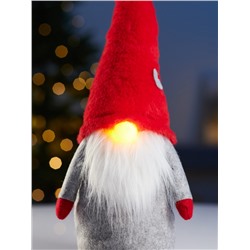 Фигура текстиль «Гномик в красной шапке» 60 см, 1 LED, от батареек LR1130×3, свечение тёплое белое