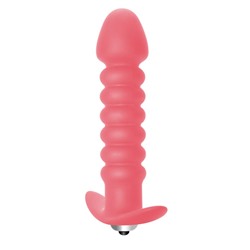 Розовая анальная вибропробка Twisted Anal Plug - 13 см.
