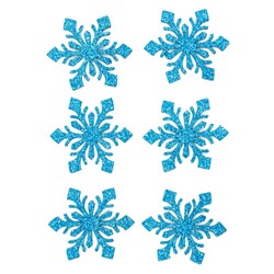 Новогодний декор «Снежинки», на клеевой основе, набор 6 штук, голубой