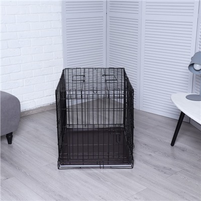 Клетка для собак №3 с металлическим поддоном, складная, 76×56×60 см