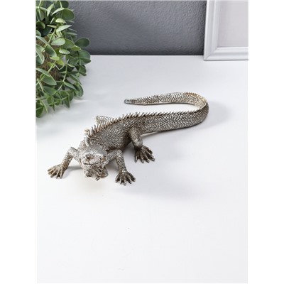 Фигура полистоун «Игуана», под чернённое серебро, 25.2×12.2×7 см