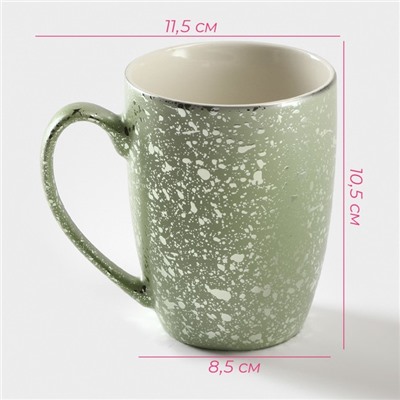 Кружка Доляна «Блеск», 350 мл, керамика, зелёная