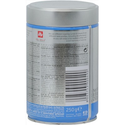 illy. Decaffeinato (молотый) 250 гр. жест.банка