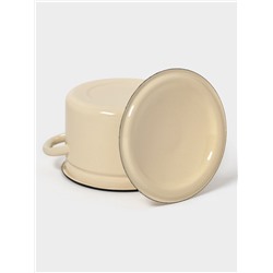 Кастрюля эмалированная, 3 л, d=19 см, с крышкой, цвет слоновой кости