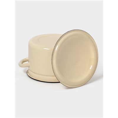 Кастрюля эмалированная, 3 л, d=19 см, с крышкой, цилиндрическая, цвет слоновой кости