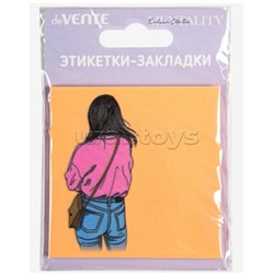 Самоклеящиеся этикетки-закладки "Mentality. Sparkle" пластиковые полупрозрачные, 76x76 мм, персиковые