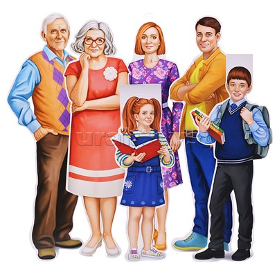 Комплект для оформления интерьера "Семья" 6 фигурных плакатов