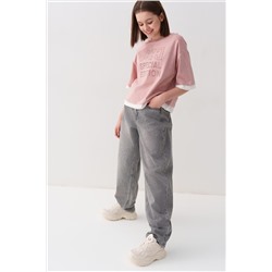 Брюки текстильные джинсовые для девочек PLAYTODAY, 1240105