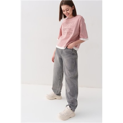 Брюки текстильные джинсовые для девочек PLAYTODAY, 1240105