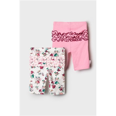 Брюки детские трикотажные для девочек (легинсы укороченные), 2 пары в комплекте PLAYTODAY, 1240078
