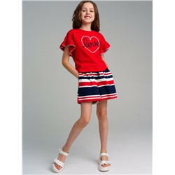 Комплект трикотажный для девочек: фуфайка (футболка), шорты