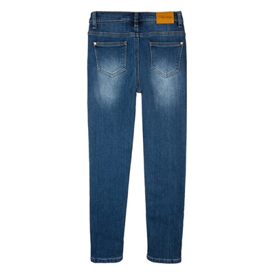 Брюки текстильные джинсовые утепленные флисом для девочек