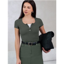 Футболка из трикотажа в широкий рубчик