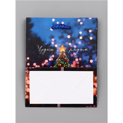 Пакет подарочный новогодний ламинированный, «Чудеса рядом», 11.5×6.5×14.5 см