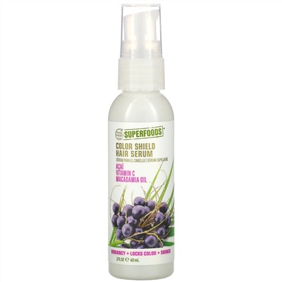 Petal Fresh, Pure, SuperFoods for Hair, Color Shield Hair Serum, Acai, Vitamin C & Macadamia Oil, 2 fl oz (60 ml)