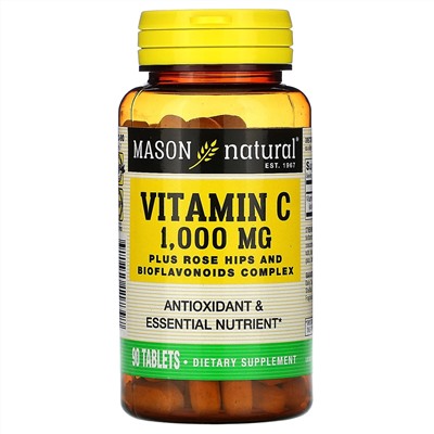 Mason Natural, Витамин C, 1000 мг, 90 таблеток