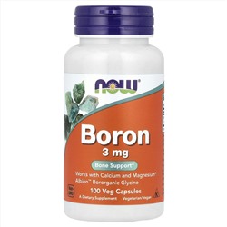 NOW Foods, Бор, 3 мг, 100 растительных капсул