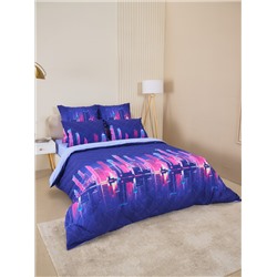 Постельное белье зима-лето из поплина с простыней на резинке - Сити Найт